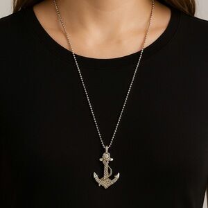 Lagos Caviar Silver Anchor Pendant Necklace